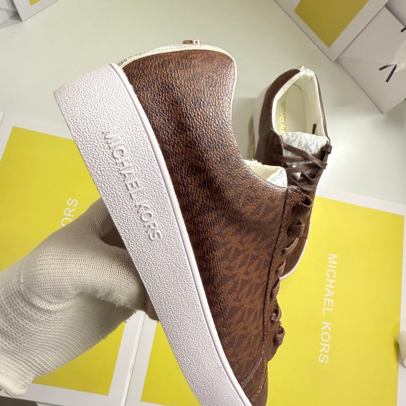 WhatsApp Image 2025-09-09 at 3.57.00 PM (1) Michael Kors Keaton Logo Coffee Color Sneaker