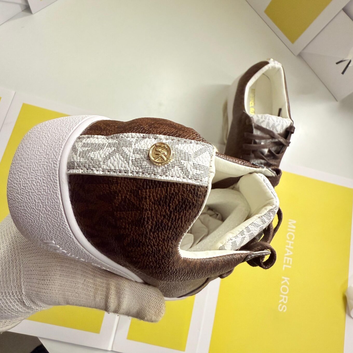 WhatsApp Image 2025-09-09 at 3.57.00 PM (2) Michael Kors Keaton Logo Coffee Color Sneaker