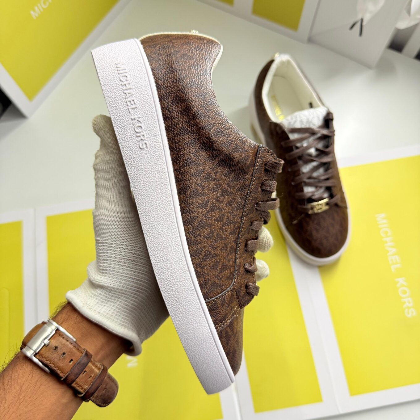 WhatsApp Image 2025-09-09 at 3.57.00 PM Michael Kors Keaton Logo Coffee Color Sneaker