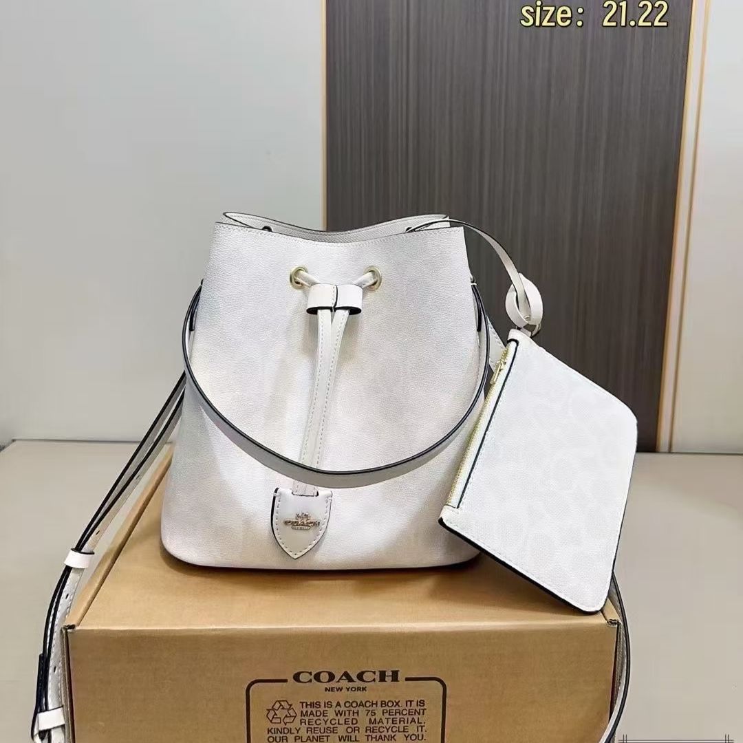 Coach Rowan Signature White Bucket Sling Bag (With Box)