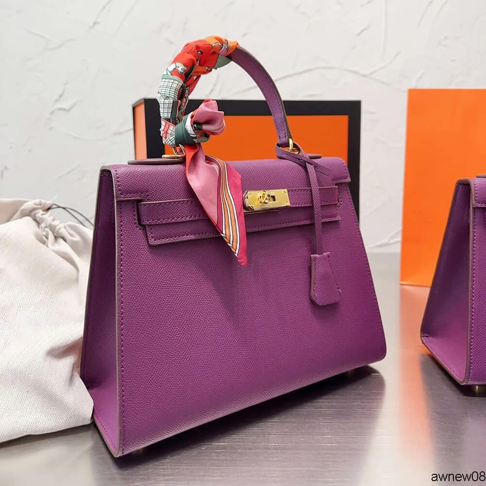 Hermes Kelly 25cm Purple  Premium Handbag (With Double Box)