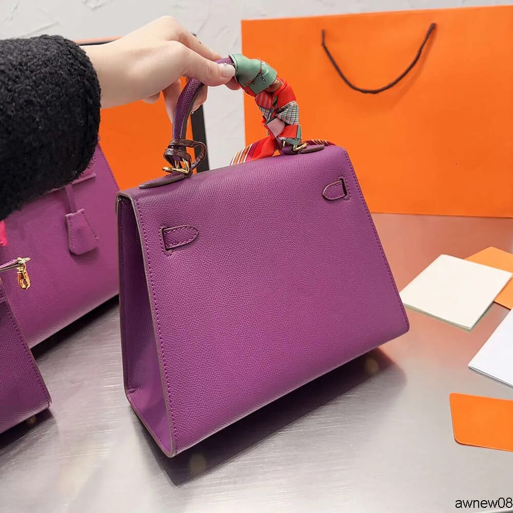 Hermes Kelly 25cm Purple  Premium Handbag (With Double Box)
