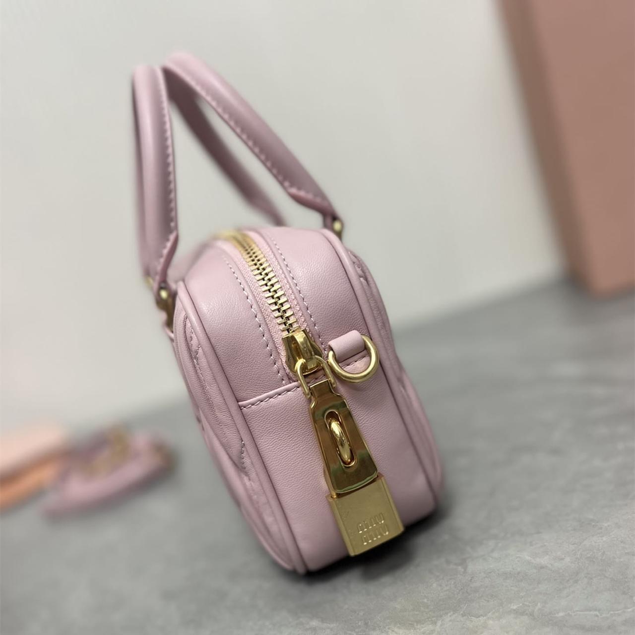 WhatsApp Image 2025-09-20 at 9.24.47 PM Miu Miu Arcadie Matlasse Nappa Pink Bowling Bag (With Box)