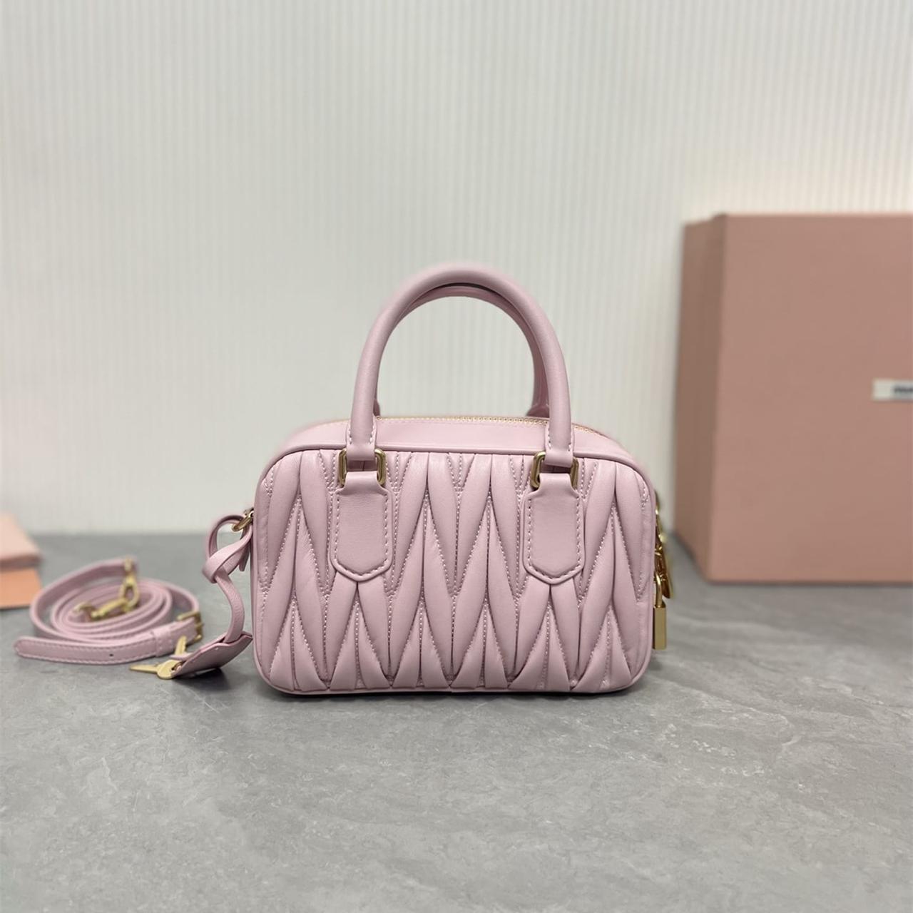 WhatsApp Image 2025-09-20 at 9.24.48 PM Miu Miu Arcadie Matlasse Nappa Pink Bowling Bag (With Box)