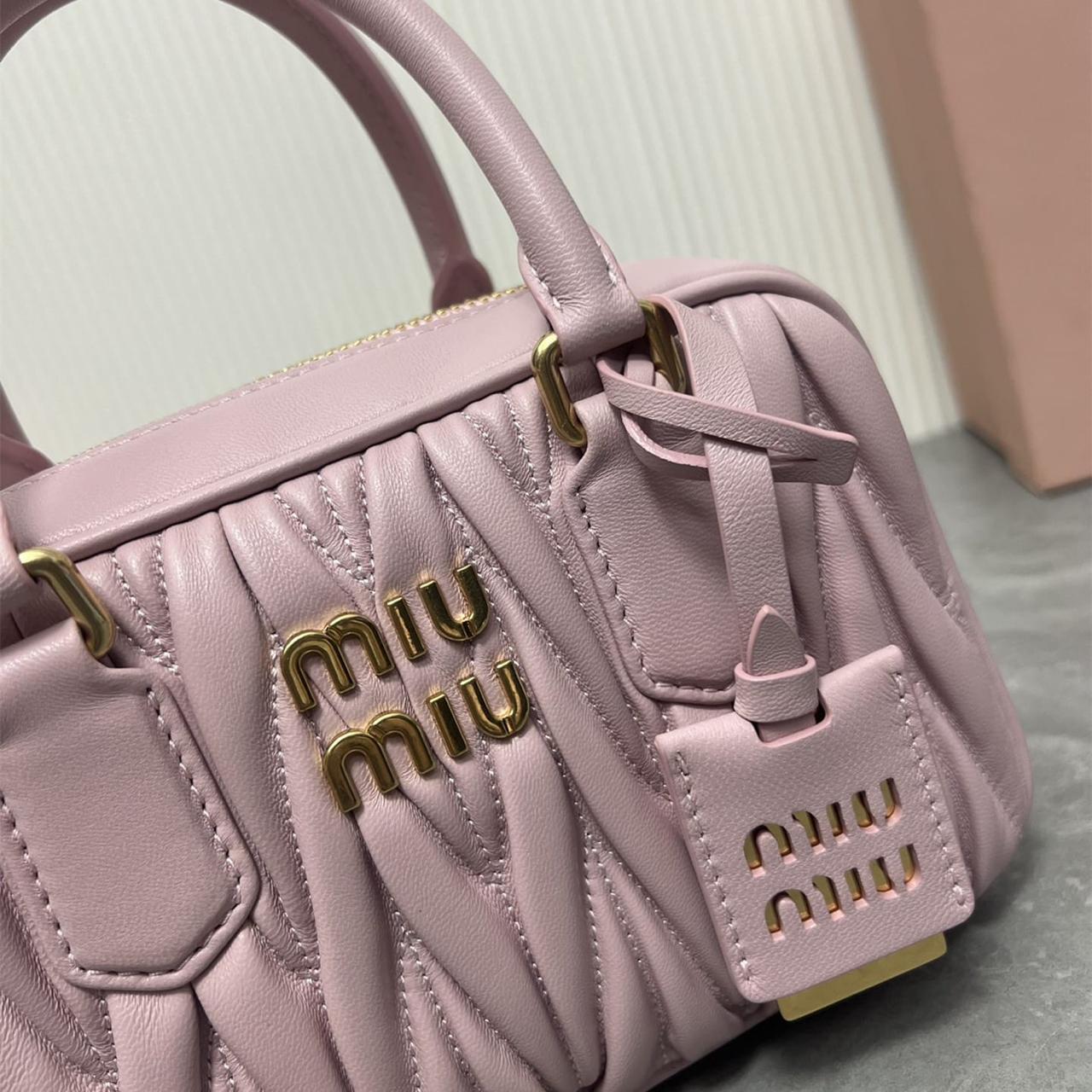 WhatsApp Image 2025-09-20 at 9.24.50 PM Miu Miu Arcadie Matlasse Nappa Pink Bowling Bag (With Box)