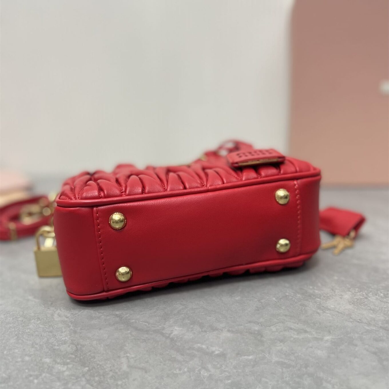 Miu Miu Arcadie Matlasse Nappa Red Bowling Bag (With Box)