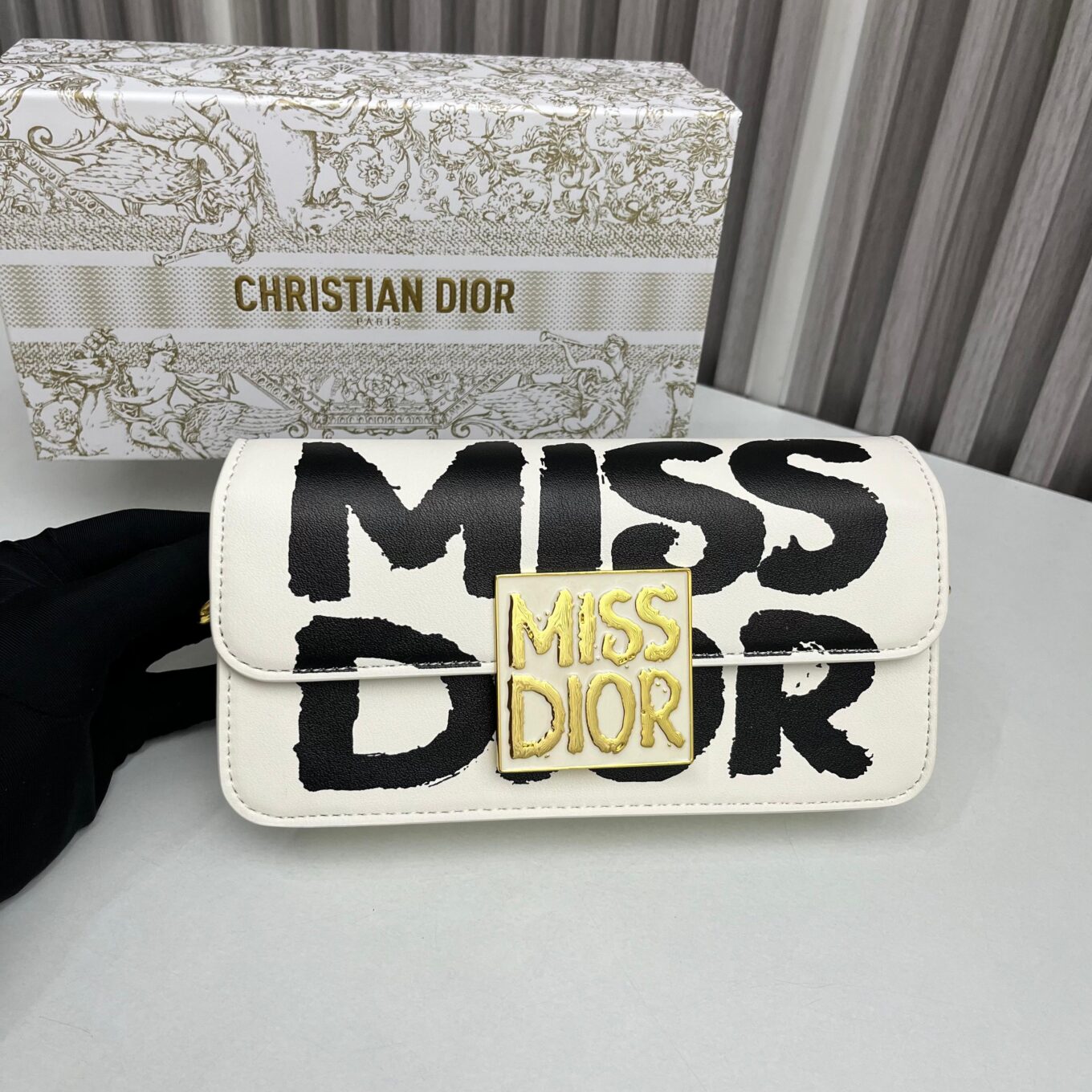 WhatsApp Image 2025-09-26 at 4.33.13 PM Miss Dior White Flap Shoulder Bag (With Box)