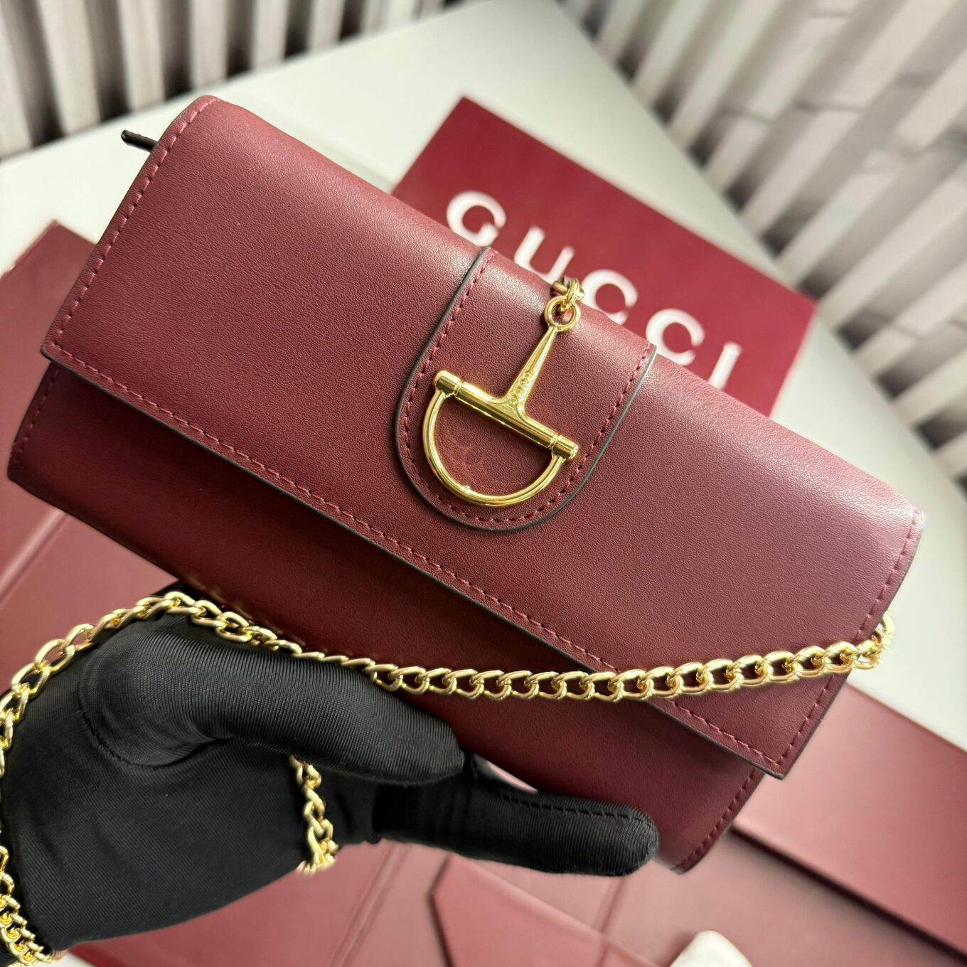 Gucci Softbit Premium Wine Colour Long Wallet