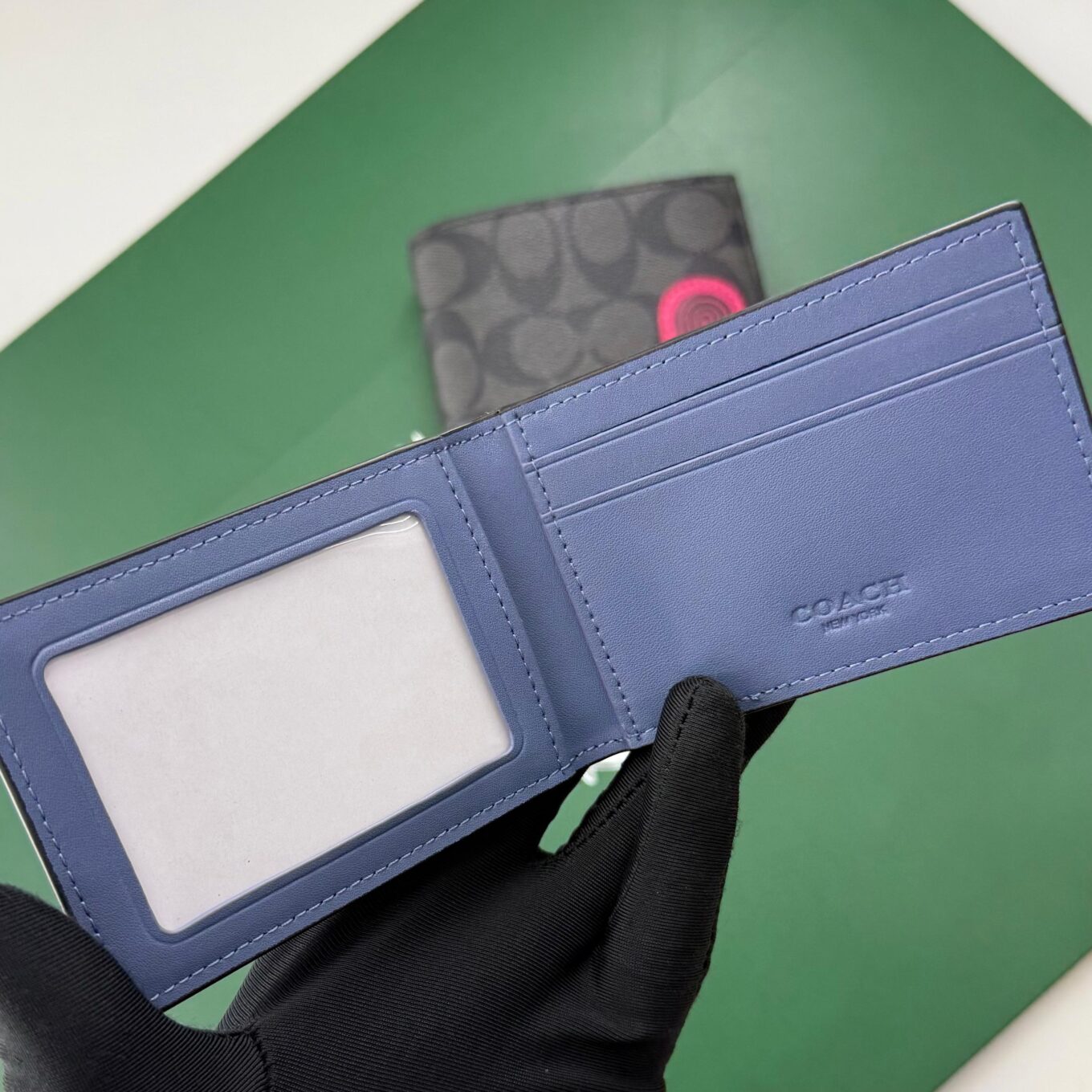 WhatsApp Image 2025-09-29 at 5.56.01 PM (1) Coach Black Canvas Pink Patch Men’s Wallet With Card Holder