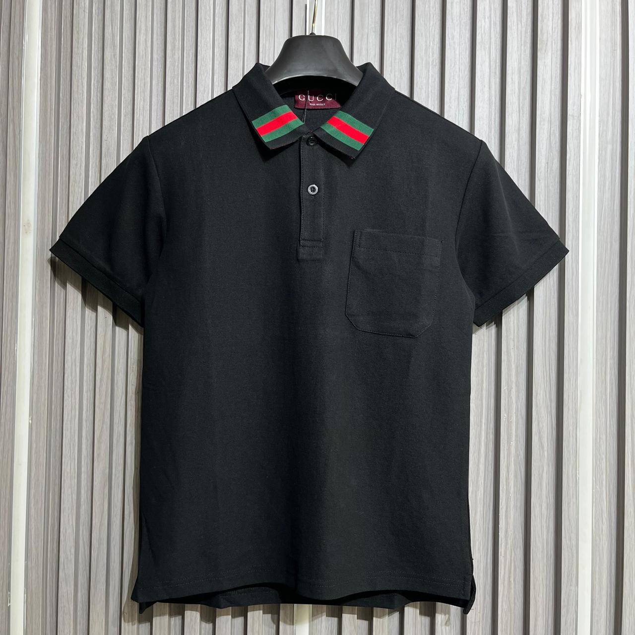WhatsApp Image 2025-10-01 at 5.23.55 PM Gucci Black Polo Tshirt with Web Stripe Collar