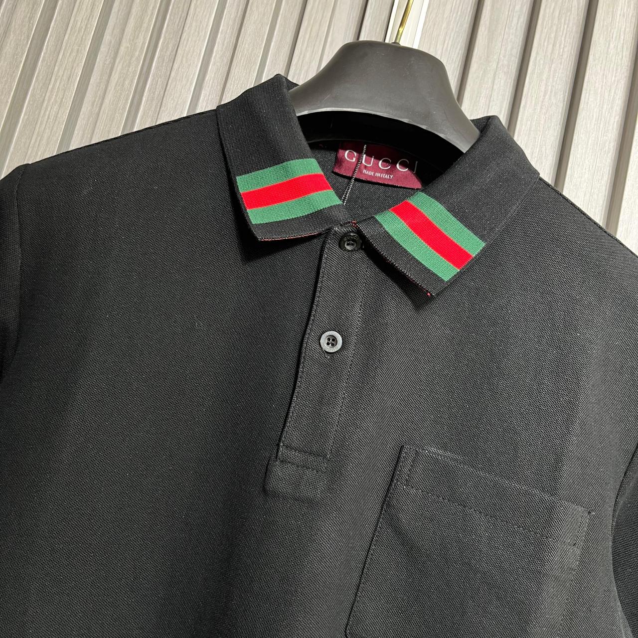 WhatsApp Image 2025-10-01 at 5.23.56 PM Gucci Black Polo Tshirt with Web Stripe Collar