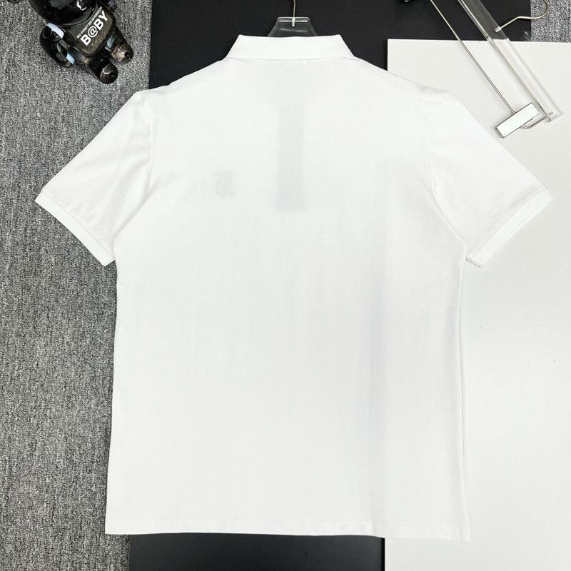 Burberry White Polo Shirt with Monogram Logo & Check Trim