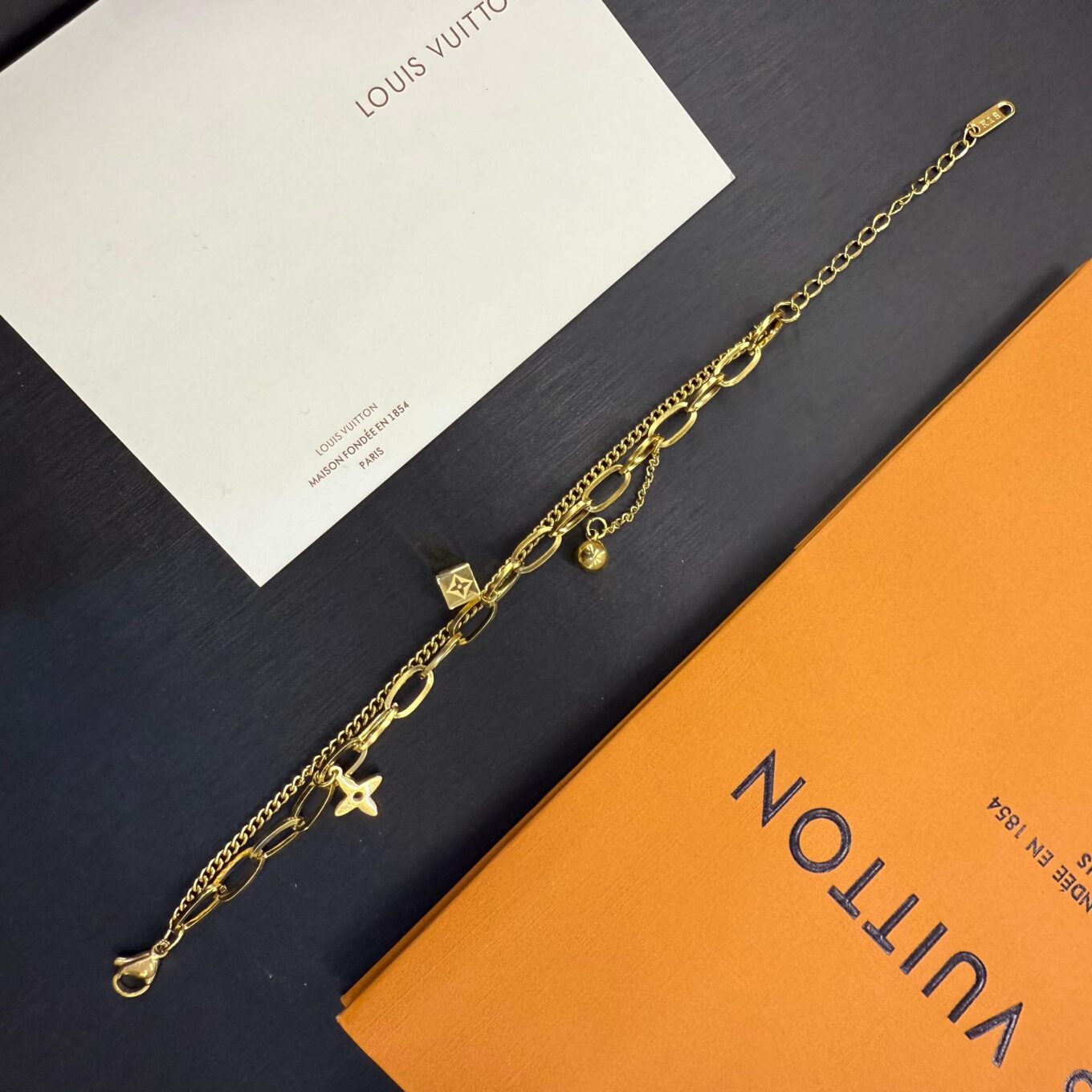 Louis Vuitton Signature Cube Gold Bracelet