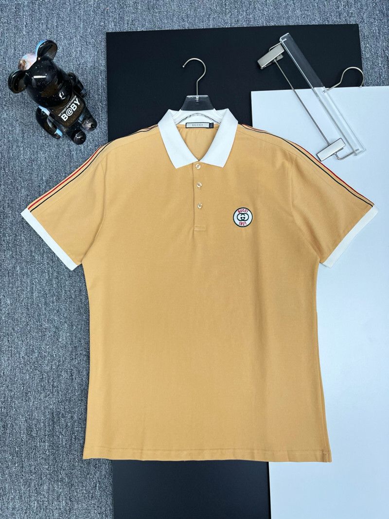 Gucci Khaki Polo Tshirt with White Collar