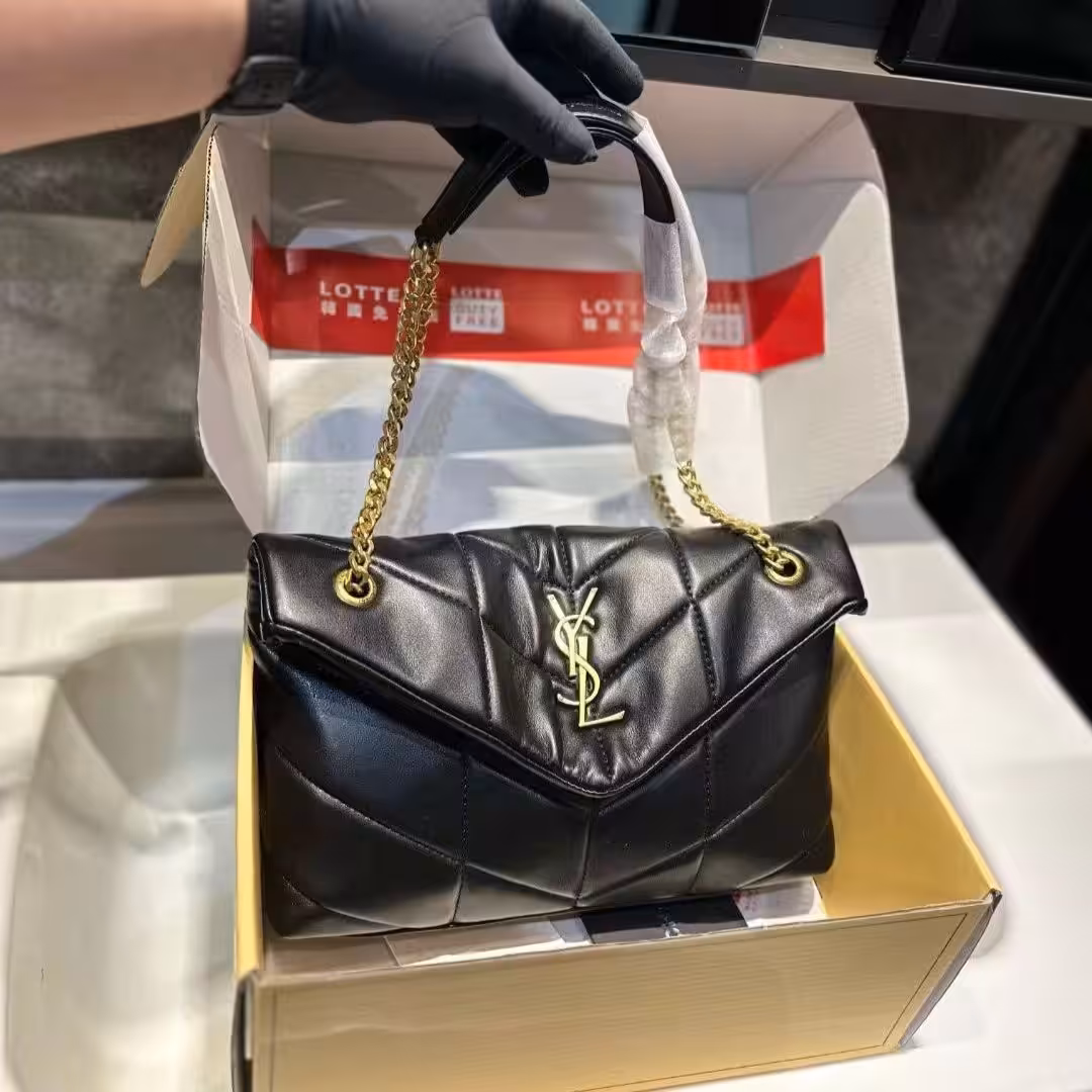 Ysl Loulou Puffer Black Premium Shoulder Bag (With Double Box)