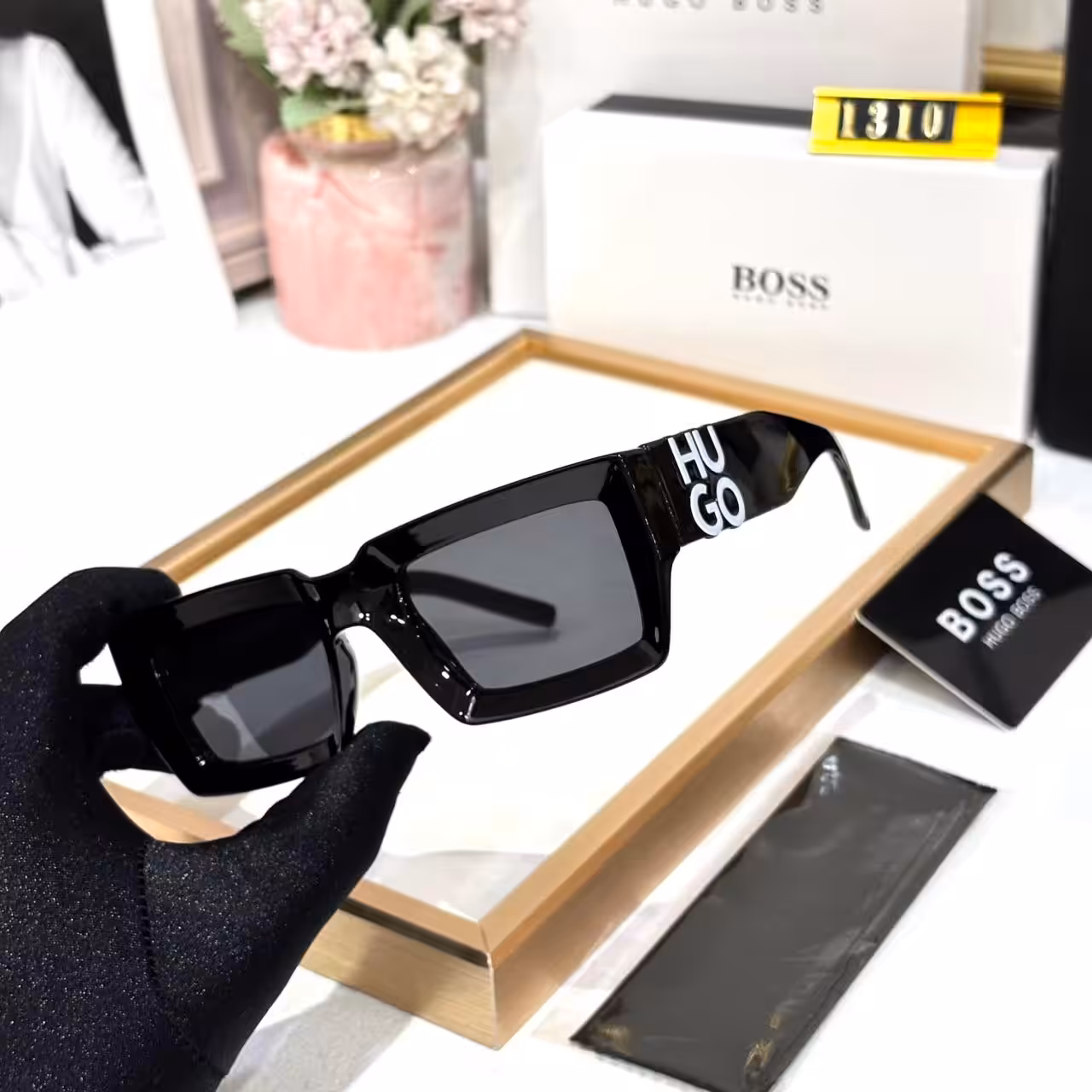 Hugo Boss Wayfarer Black Glossy Men’s Sunglass