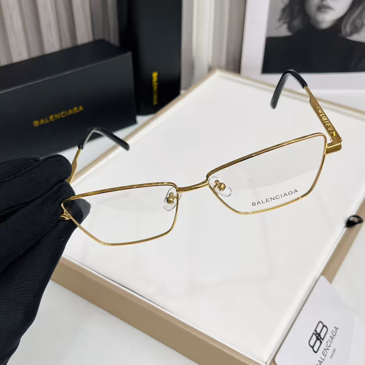 Balenciaga Square Metal Frame Mens Premium Eyeglass