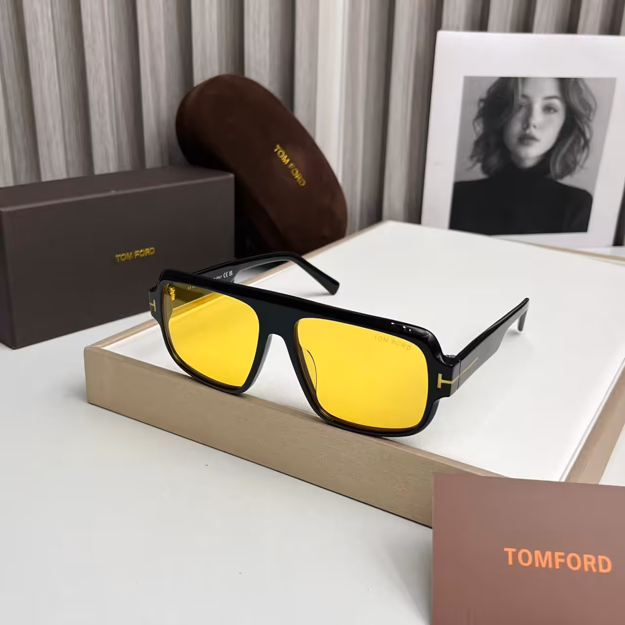 Tom Ford Black Yellow Shield Sunglasses