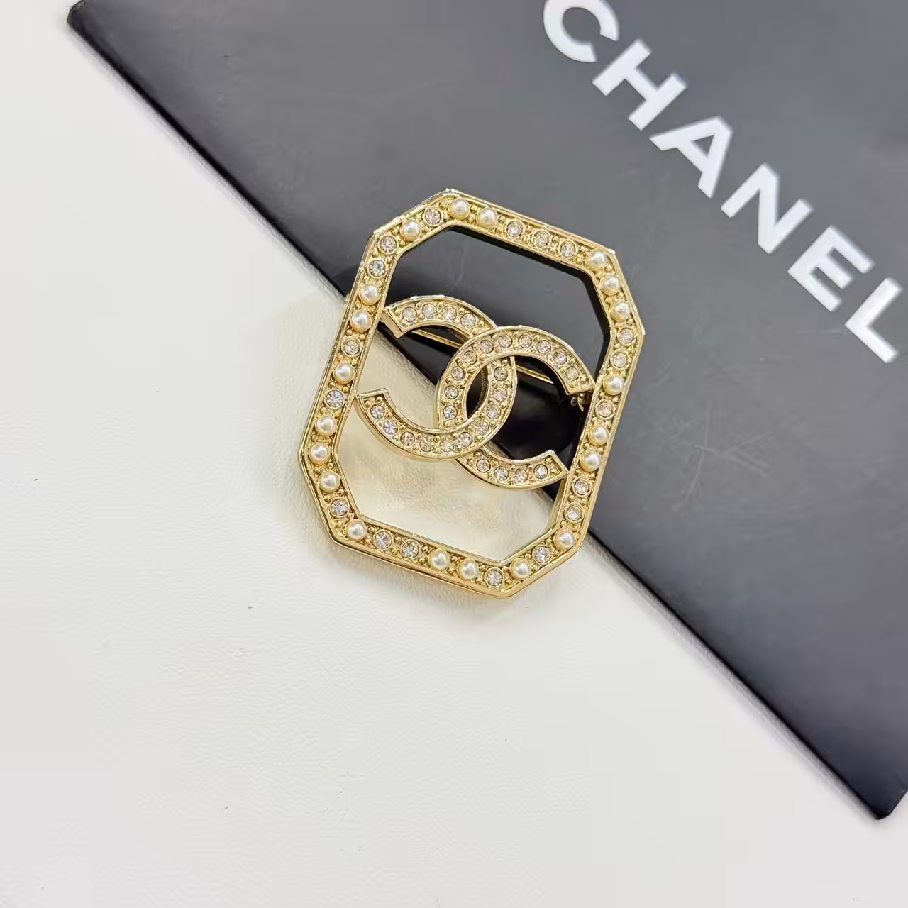 Chanel Octagon Crystal Brooch