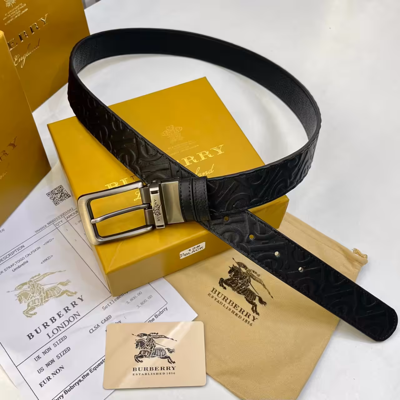 WhatsApp Image 2025-11-28 at 7.39.39 PM Burberry Black Embossed Logo Buckle Reversible Men's Belt