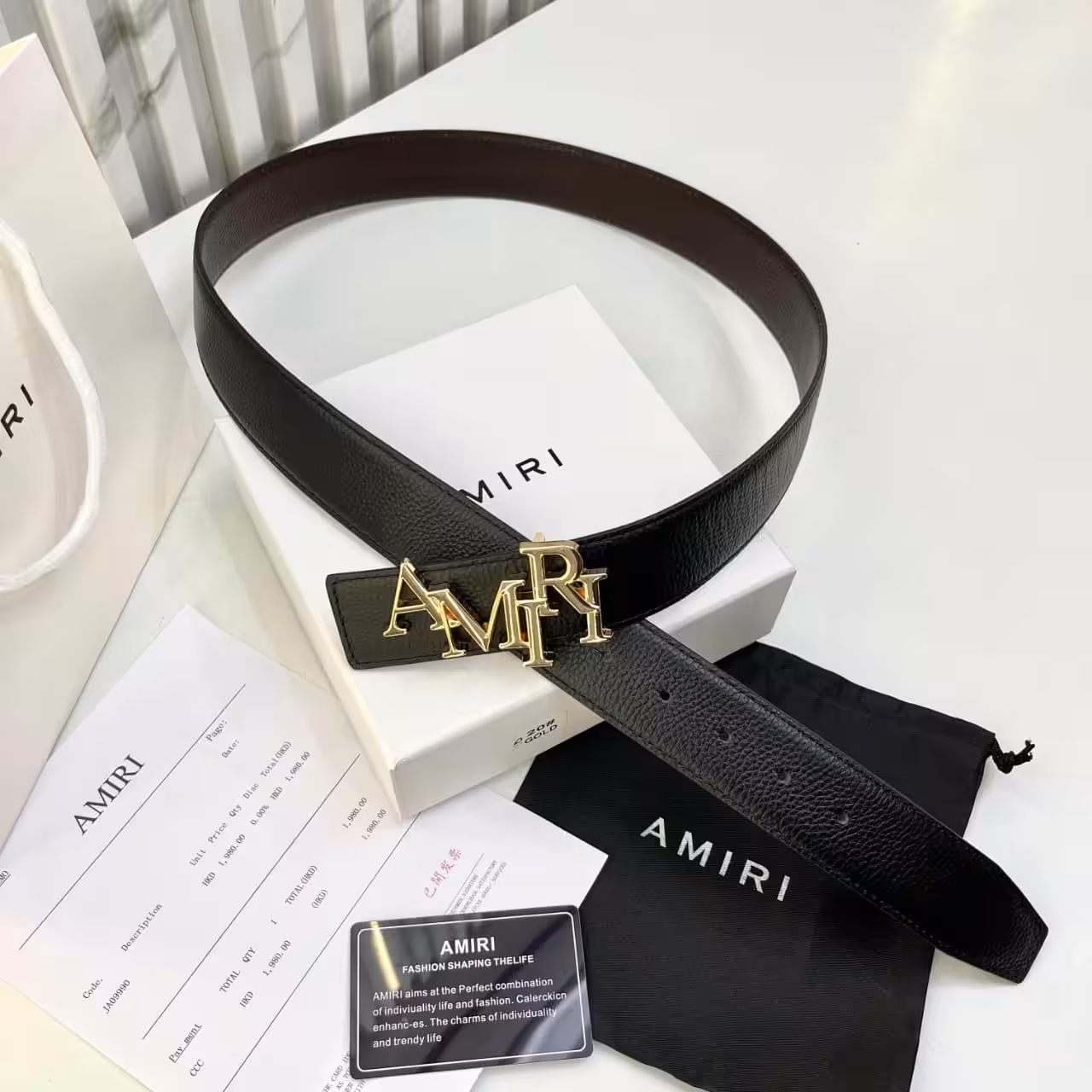 WhatsApp Image 2025-11-28 at 8.30.17 PM Amiri Black Letter Logo Buckle Men's Belt