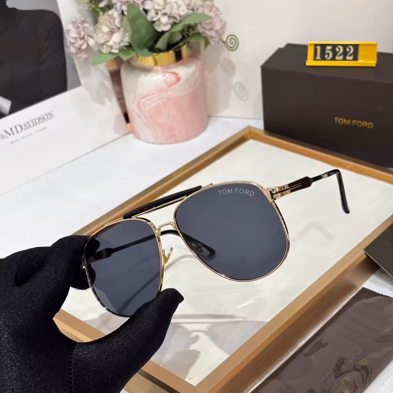 WhatsApp Image 2026-01-06 at 7.51.00 PM (1) Tom Ford Aviator Gold Metal Frame Black Gradient Sunglasses