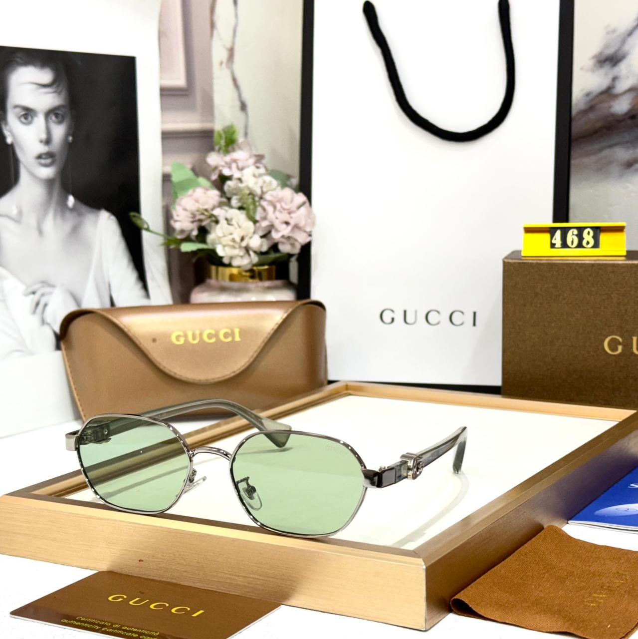WhatsApp Image 2026-01-09 at 7.30.02 PM Gucci Silver Green Oval Unisex Sunglasses