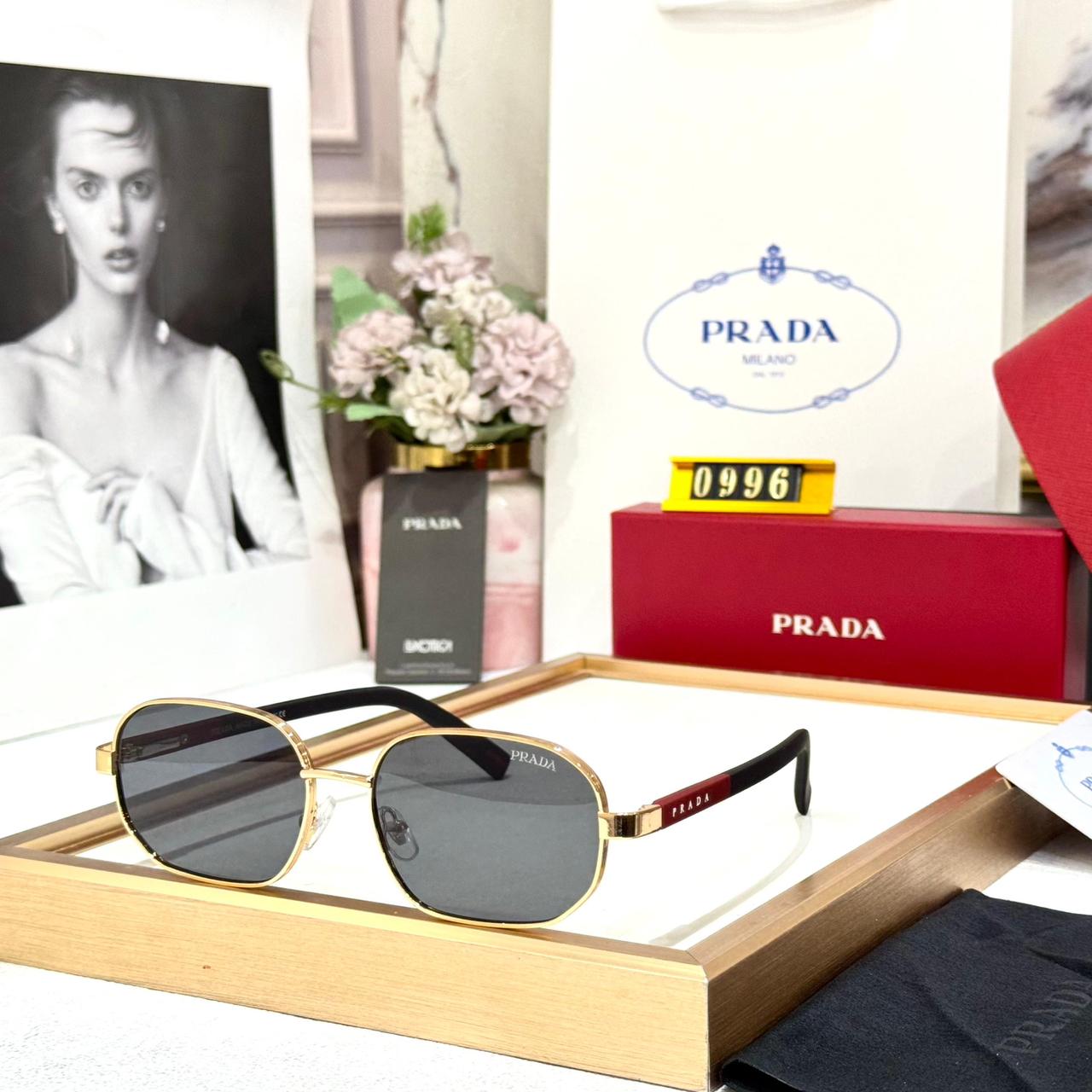 WhatsApp Image 2026-01-09 at 7.41.22 PM Prada Black Gold Square Unisex Sunglasses