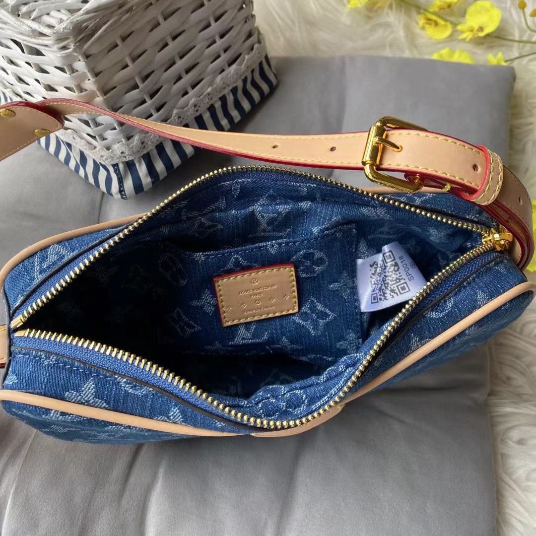 Louis Vuitton Croissant MM Monogram Denim Shoulder Bag