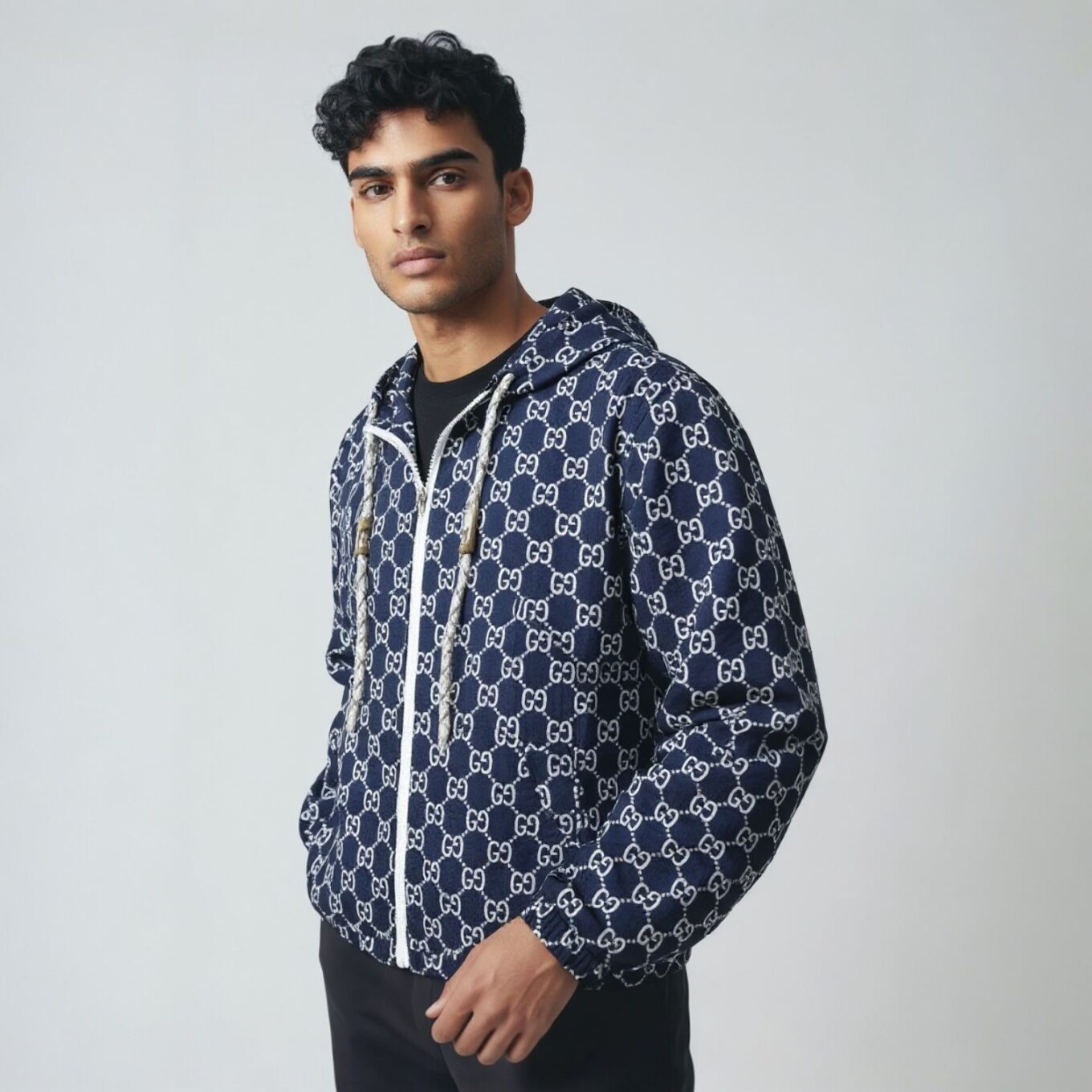 Gucci Blue Monogram Wind Cheater Jacket