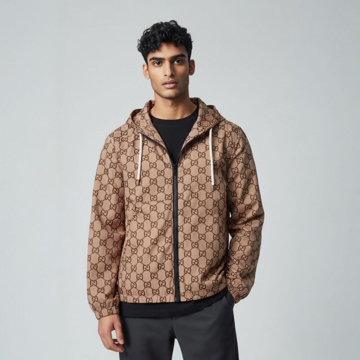 Gucci Khaki Monogram Wind Cheater Jacket