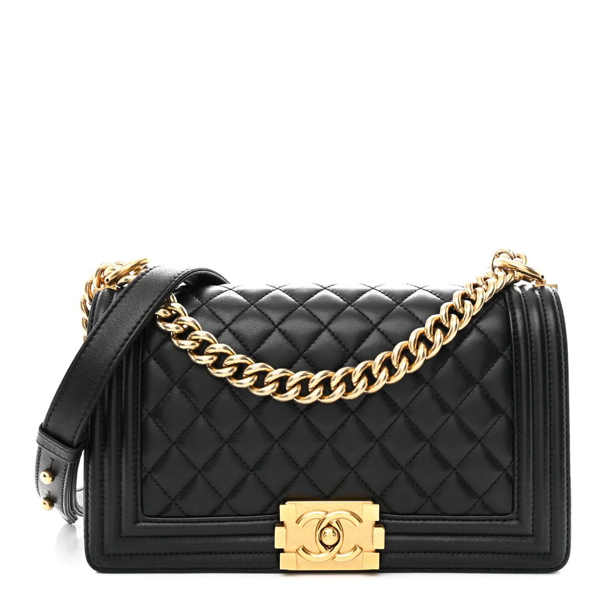 WhatsApp Image 2026-01-23 at 6.25.13 PM Chanel Leboy Medium Black Color Gold Accessories Sling Bag (With Box)