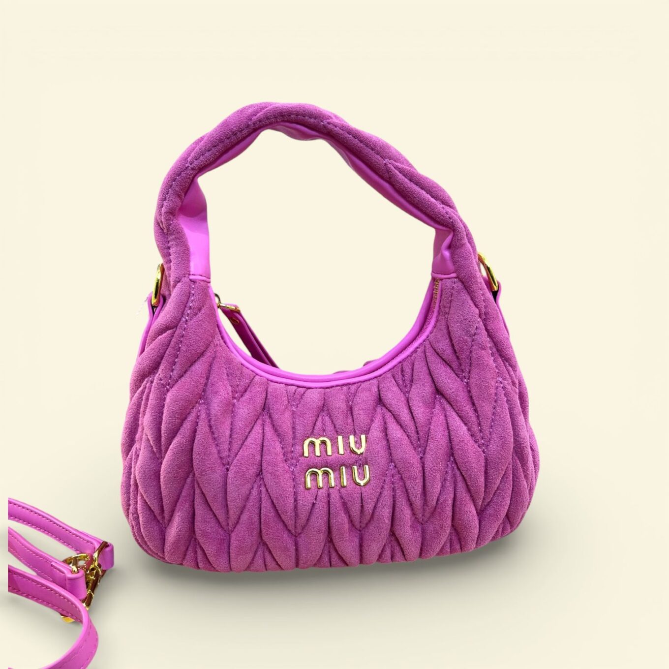 Miu Miu Wander Velvet Magenta Rose Pink Shoulder Bag (With Box)