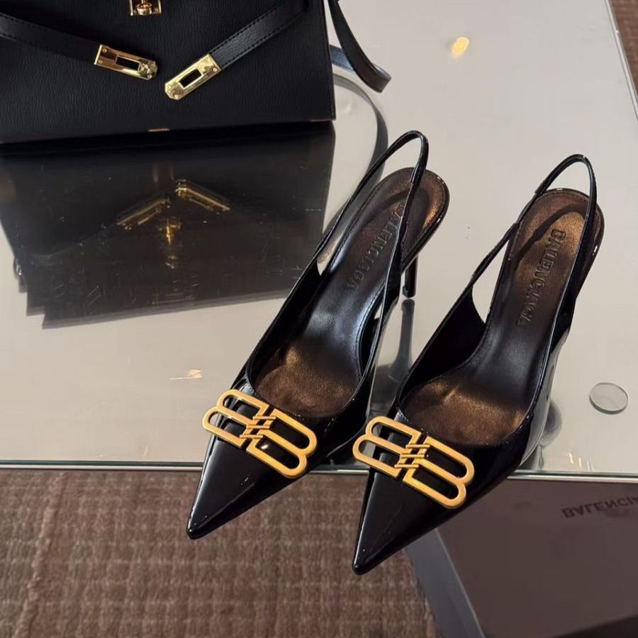 Balenciaga BB Black Slingback Pump