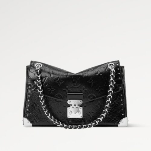 WhatsApp Image 2026-02-11 at 8.17.37 PM (1) Louis Vuitton Trunkie Black Embossed Premium Sling Bag (With Box Double Box Packaging)