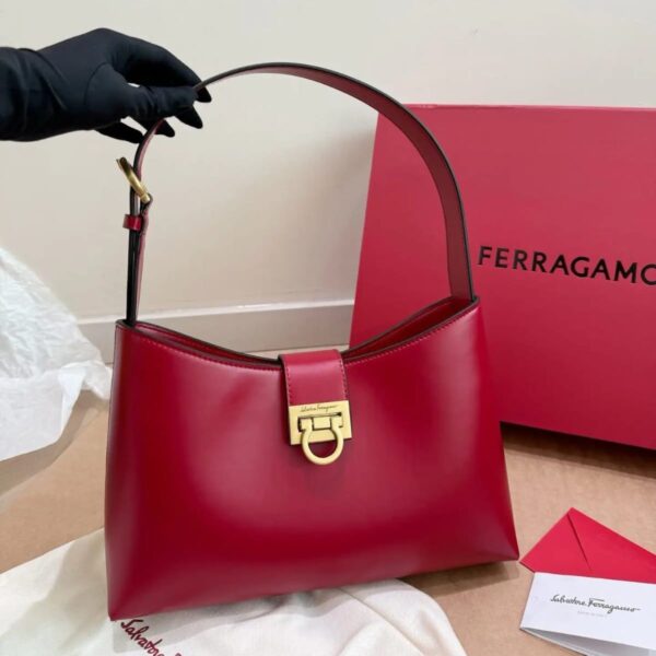 WhatsApp Image 2026-02-13 at 1.28.53 PM Salvatore Ferragamo Trifolio Red Large Shoulder Bag (With Box)