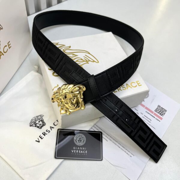 Versace Medusa Head Gold Buckle Black Belt